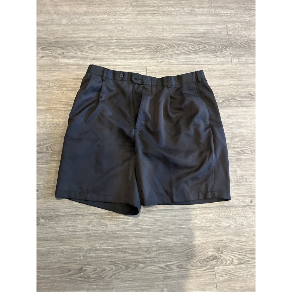 Jos A Bank Leadbetter Golf Shorts Mens38 Reg Black Pleated Adj Waist 9" Inseam